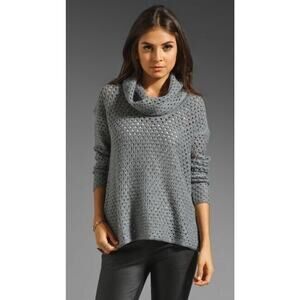James Perse Women's Gray Sweater Cowl Neck Alpaca Wool Open Knit - Size 1/Small